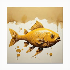 Fish Print Yellow Mustard Art Print 2 Canvas Print