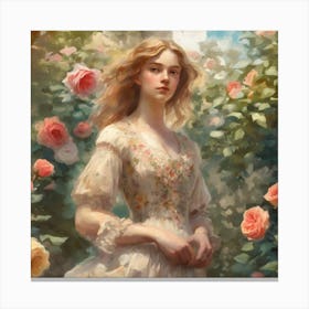 Garden Serenity Émile Vernon S Watercolor Portrait Of Blooming Roses And Lilies (5) Canvas Print