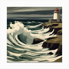 Rocky Shore Lighthouse Canvas Print
