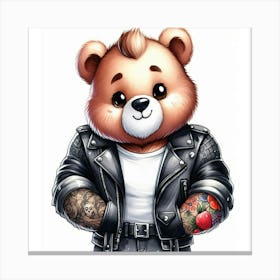 Teddy Bear With Tattoos Canvas Print