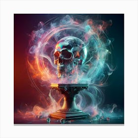 Skull With Smoke And Fire Canvas Print