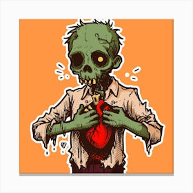 Zombie Holding Heart Canvas Print