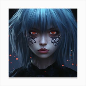 Anime Girl With Blue Hair Canvas Print