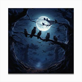 Owls In The Forest art print Canvas Print