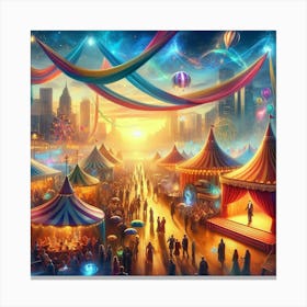 Circus Tents At Night 1 Canvas Print