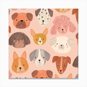 Woof Dogs Pattern Square Canvas Print