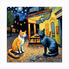 cat cafe under the stars Canvas Print