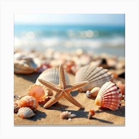 Starfish On The Beach 1 Canvas Print