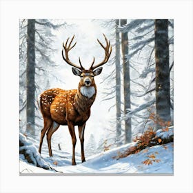 Deer In The Woods 52 Canvas Print
