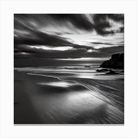 Black And White Image Of A Beach Canvas Print