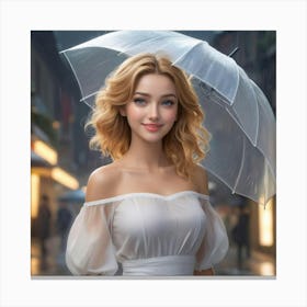 Beautiful Girl With Umbrella 3 Canvas Print