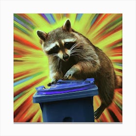 Raccoon In Trash Can Canvas Print