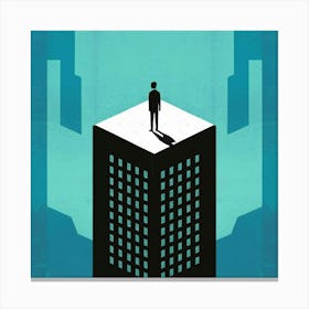 Man On Top Of A Building Canvas Print