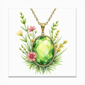 Peridot Necklace, Watercolor, Vibrant Flower Garden 1 Canvas Print