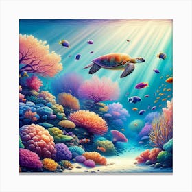 Underwater Paradise - Wall Print Art Discover The Beauty Of The Ocean With Vibrant Marine Life And Colorful Coral Reefs, Perfect For Enhancing Any Space Canvas Print