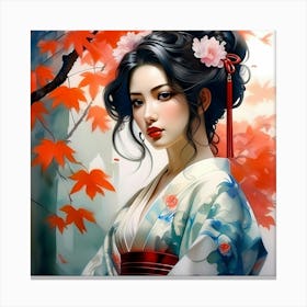 Japan Traditional Geisha Illustration By Ad 152 Canvas Print