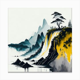 Colored Falls Ink Painting (20) Canvas Print