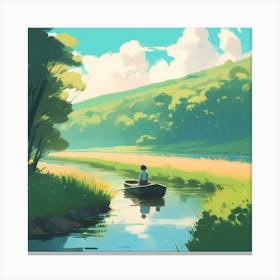 Boy In A Boat Canvas Print