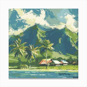 A Tahiti In French Polynesia Expressive Strokes 3 Canvas Print