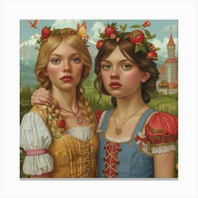 Two Girls In A Castle Canvas Print