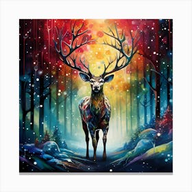 Enchanted Frost: Christmas Deer Symphony Canvas Print