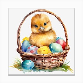 Easter Chick In Basket Canvas Print