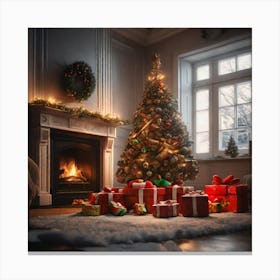 Christmas Tree In The Living Room 81 Canvas Print
