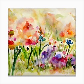 Watercolor Of Flowers 1 Canvas Print