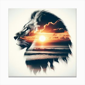 Lion and sunset coast Canvas Print