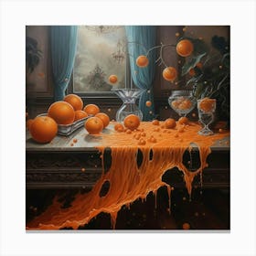 Oranges On A Table Canvas Print