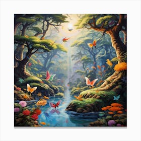 Butterflies In The Forest Canvas Print