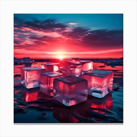 Ice Cubes At Sunset Canvas Print