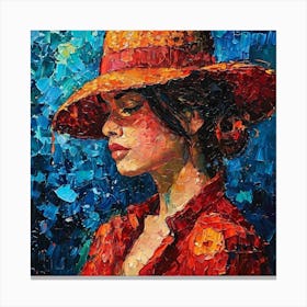 Woman In Red Hat Canvas Print