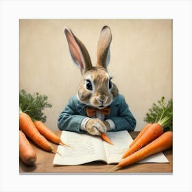 Rabbit Reading Book 4 Canvas Print