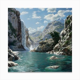 Waterfall In The Mountains 1 Canvas Print