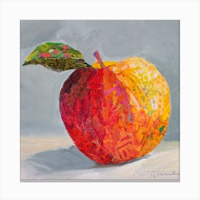 Colorful Collage Apple Fruit Square Canvas Print