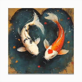 Koi Fish In Heart 6 Canvas Print