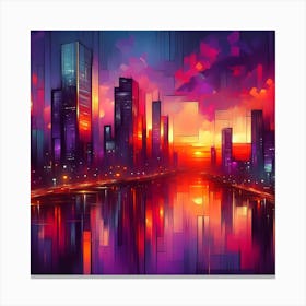 Cityscape At Sunset Canvas Print