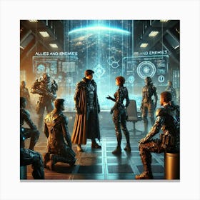 A Tense And Dramatic Sci Fi Scene Titled Allies A Canvas Print