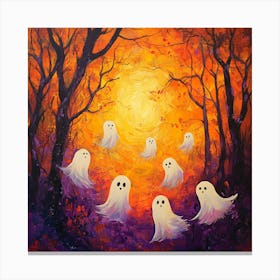 Ghosts In The Woods Halloween 3 Canvas Print