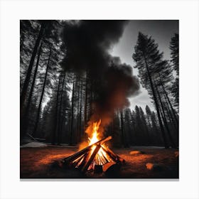 Campfire In The Woods 6 Canvas Print