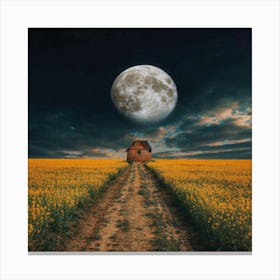 Full Moon In The Field 2 Canvas Print