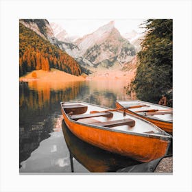 Two Boats On A Lake 1 Canvas Print