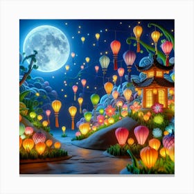 Lanterns In The Night Canvas Print
