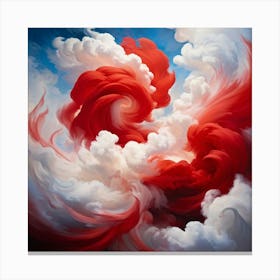 Abstract Motion Painting Of Red And White Clouds Swirling Together Surreal Dynamics Of Color Inter Canvas Print