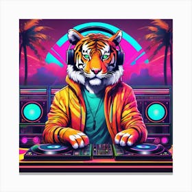 tiger wearing dj headphones Canvas Print