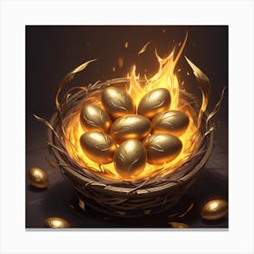 Golden Eggs In A Nest Canvas Print