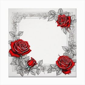 Frame With Roses 30 Canvas Print