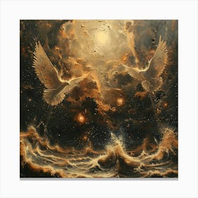 Doves In The Sky, Impressionism And Surrealism Canvas Print