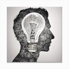 Silhouette Of A Man With A Light Bulb Canvas Print